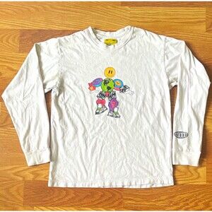 UNIF PezMan Express Yourself  White Long Sleeve smiley face Shirt Mens XS